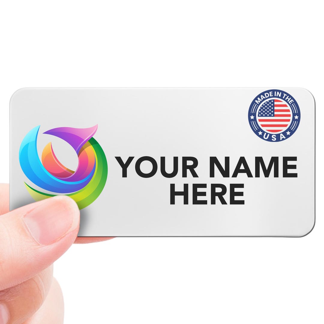 Magnet Me up Custom Printed Magnetic Name Tag Badge With Logo, 1.5x3 ...