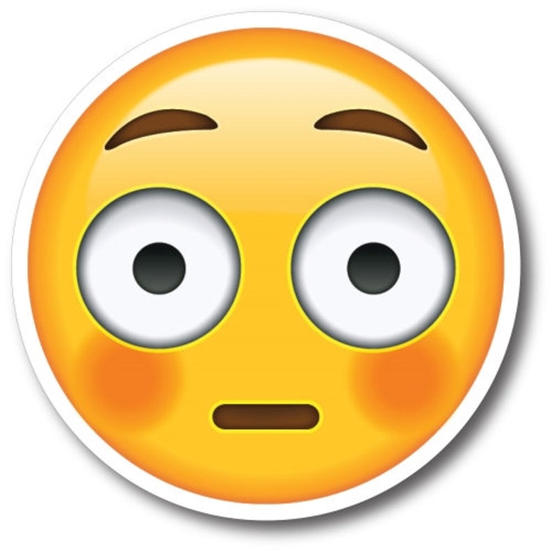 Wide Eyed Blush Emoji 5 Round Decal Perfect for Etsy