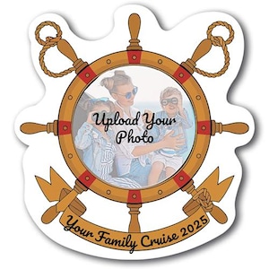 Magnet Me Up Custom Porthole Magnetic Decal – Personalized Cruise Ship Door Magnet, 8x8 Inch die Cut– Photo Converted to Cartoon & Text
