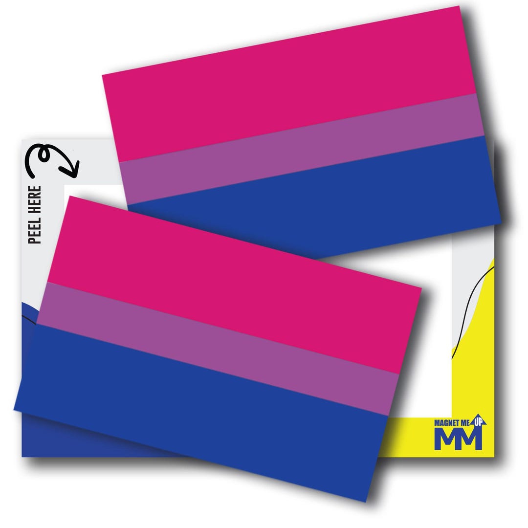 Bisexual Pride Flag Adhesive Decal Sticker - 3x5 Inch, 2 Pack, Pink ...