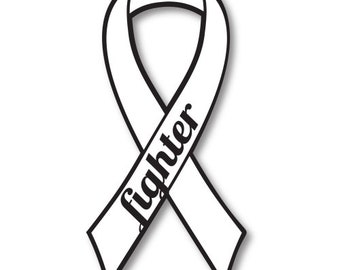 White Lung Cancer Fighter Ribbon Car Magnet Decal Heavy Duty Waterproof