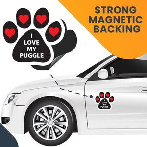 thumbnail image 2 of I Love My Pitbull Car Magnet - Paw Print Design With Red Hearts For Auto & Truck 2 of 12