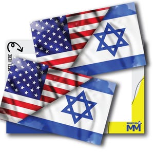 Magnet Me Up American Israeli Flag Adhesive Decal Sticker, 2 PK, 3x5 In, Adhesion to Car Window, Bumper, etc, Support and Stand With Israel