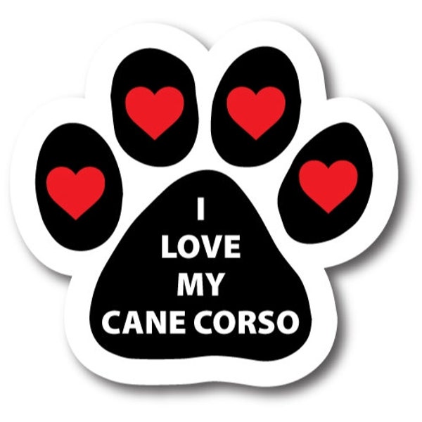 I Love My Cane Corso Pawprint Car Magnet By Magnet Me Up 5" Paw Print Auto Truck Decal Magnet …