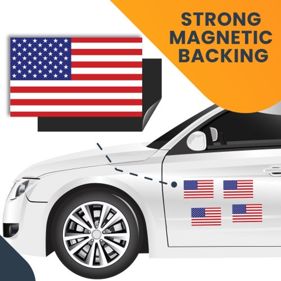 American Flag Car 5 Pack 23/4 X 4 Decals Etsy