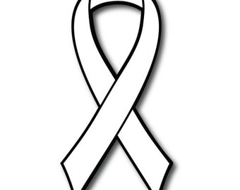 White Lung Cancer Awareness Ribbon Car Magnet Decal Heavy Duty Waterproof