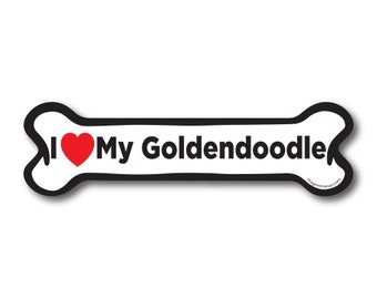 Magnet Me Up I Love My Goldendoodle Dog Bone Car Magnet - 2x7 Dog Bone Auto Truck Decal Magnet