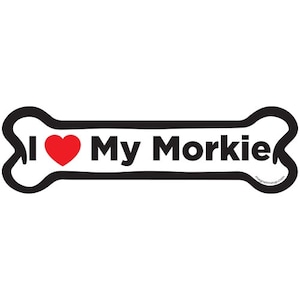 Magnet Me Up I Love My Morkie Dog Bone Car Magnet - 2x7 Dog Bone Auto Truck Decal Magnet …