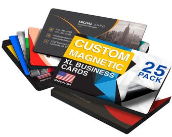 Magnet Me Up Customizable Business Card Magnet Pack- 25 Count - 4.125"x2.5"- Heavy-Duty 30 Mil Thick Strong Hold- Personalized Magnets