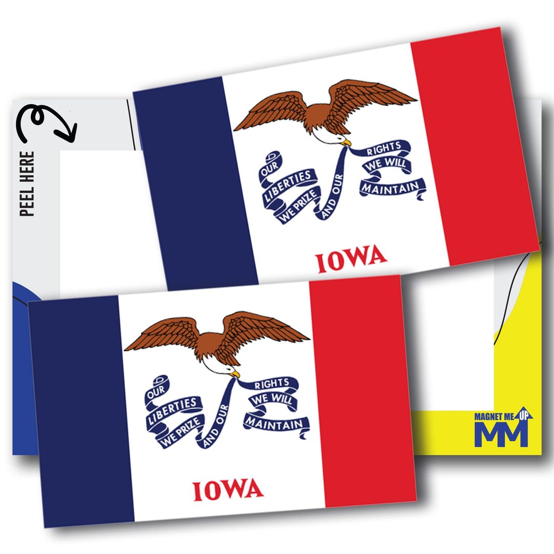 Iowa Flag Map Sticker Iowa US State Flag Bumper Sticker Decal, 3x5 2 Pack, Vinyl Adhesive ...