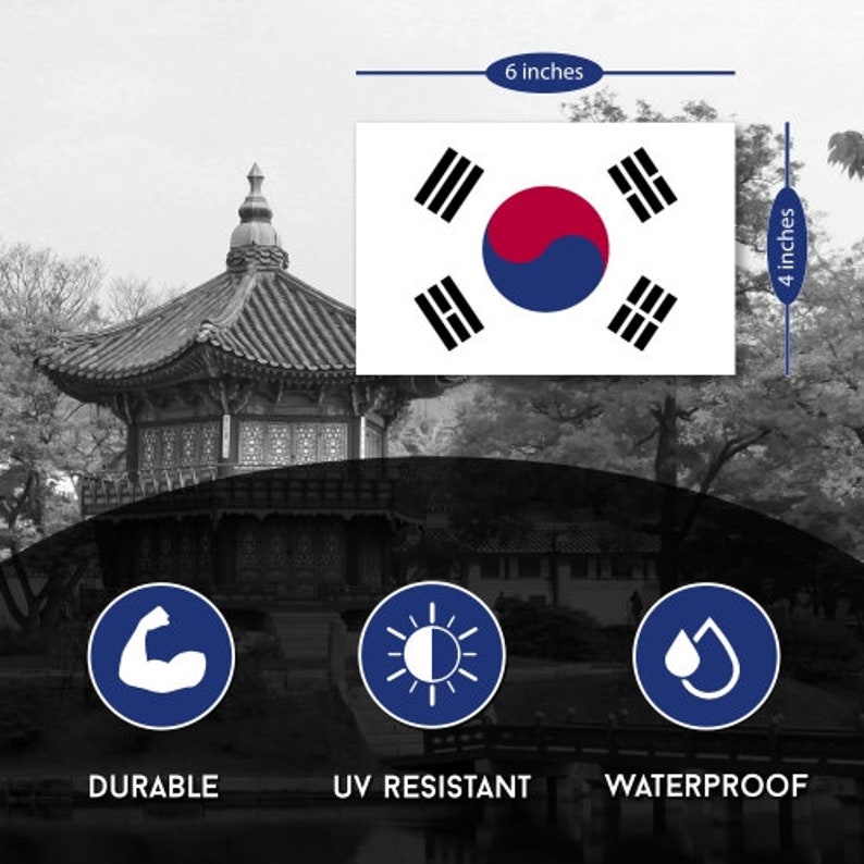 South Korea Flag Car Decal 4 X 6 Heavy Duty for Car Etsy