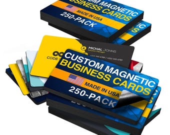Ships Next Day Customizable Business Card Magnet Pack, 250 PK, 3.5x2 Inch, Advertising, Personal Use, Gifts, Choose Your Custom Text