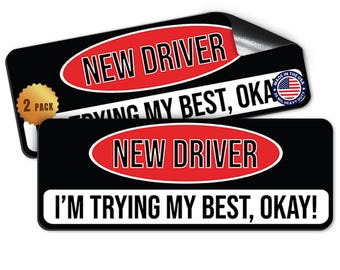 Magnet Me Up New Driver I'm Trying My Best, 3x8 Inch, 2 Pack