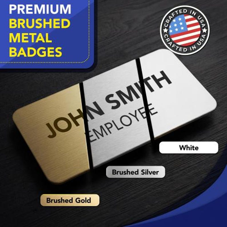 Metallic Name Tag Sample Custom Metallic Name Tag Badge - 1.5