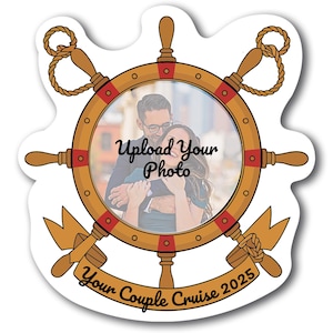 Magnet Me Up Custom Porthole Magnetic Decal – Personalized Cruise Ship Door Magnet, 10x10 Inch die Cut– Photo Converted to Cartoon & Text
