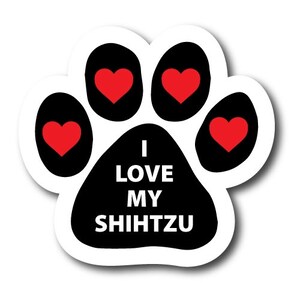 "I Love My Dog" Car Magnet - 5x5 Inch Paw Print Heart Design For Truck SUV