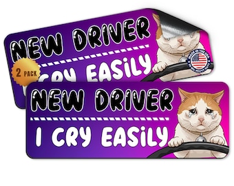 Magnet Me Up New Driver I Cry Easily Magnetic Decal, 3x8 Inch, 2 Pack