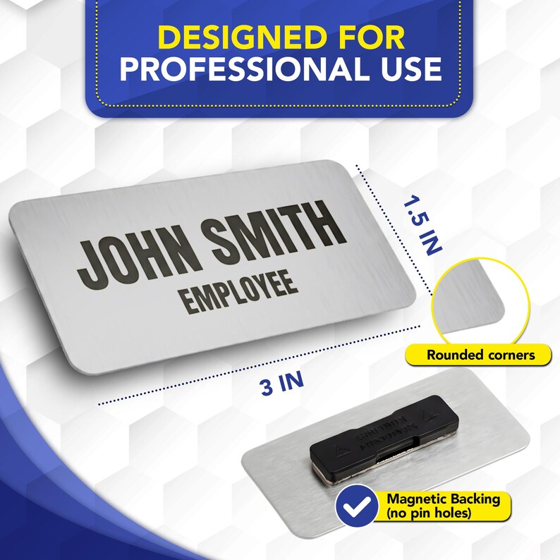 Metallic Name Tag Sample Custom Metallic Name Tag Badge - 1.5