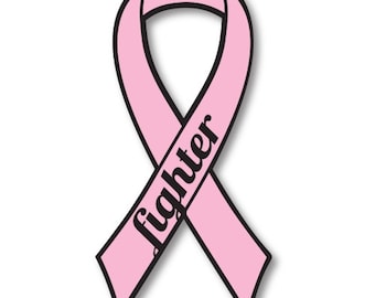 Pink Breast Cancer Fighter Ribbon Car Magnet Decal Heavy Duty Waterproof