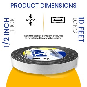 Magnet Me Up Self Adhesive Flexible Magnetic Tape, 1/2 inch Wide, 1/6 inch Thick, 10 ft Long, Vinyl Magnetic Adhesive Roll image 2