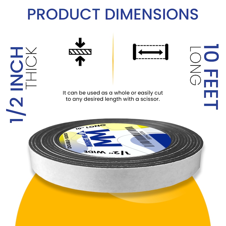Magnet Me Up Self Adhesive Flexible Magnetic Tape, 1/2 inch Wide, 1/6 inch Thick, 10 ft Long, Vinyl Magnetic Adhesive Roll image 2