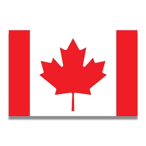 May include: A red maple leaf on a white background with a red stripe on each side. The Canadian flag.