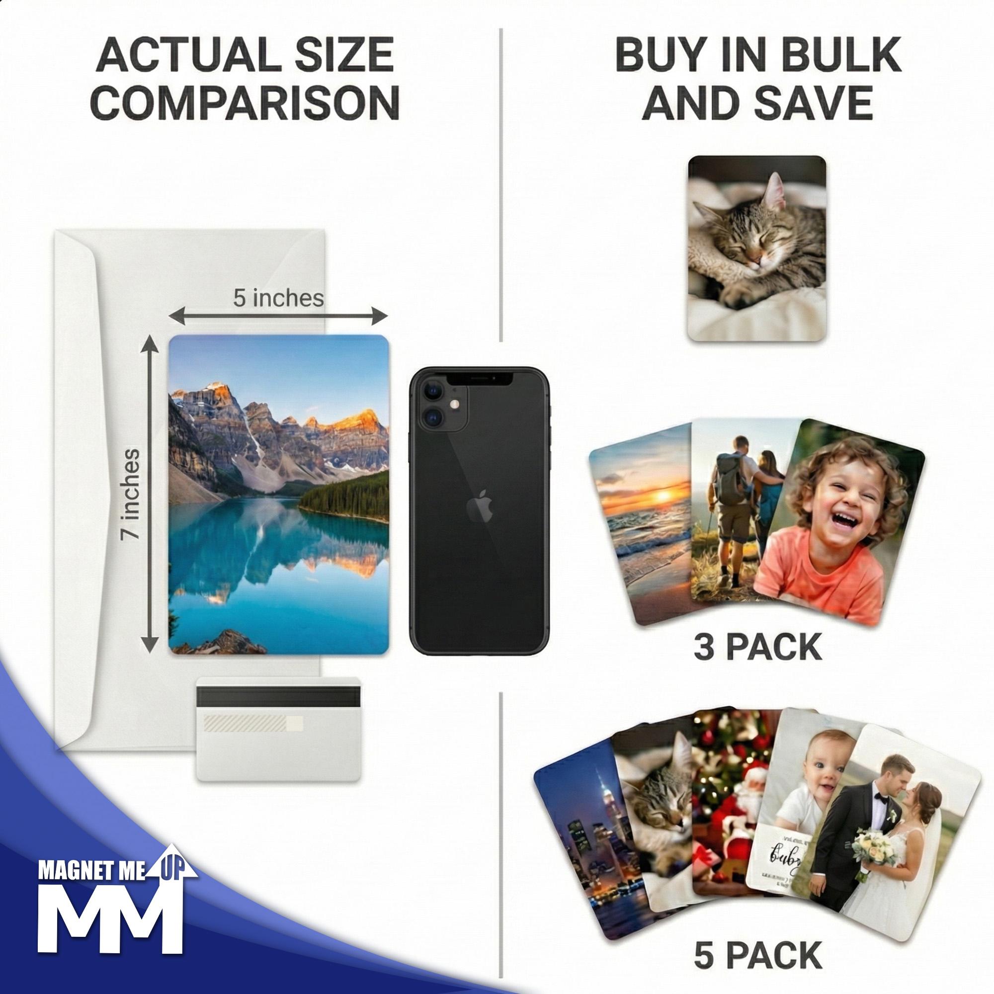 Custom Photo Magnets for Fridge 5x7 Inches Large, Personalized