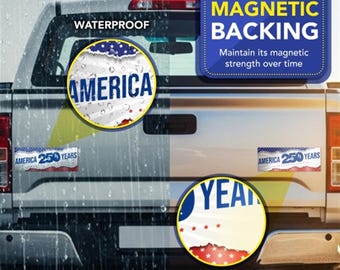 Magnet Me Up America 250 Years Car Magnet, 1776 2026 USA, 3x8 Inch, 2 Pack