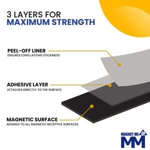 Magnet Me Up Self Adhesive Flexible Magnetic Tape, 1/2 inch Wide, 1/6 inch Thick, 10 ft Long, Vinyl Magnetic Adhesive Roll image 4