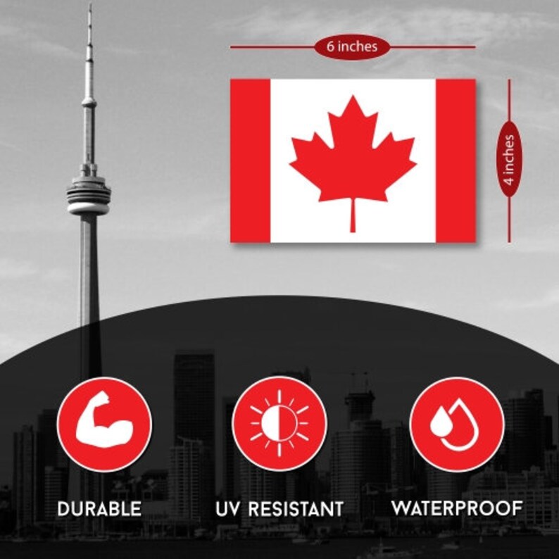 Canadian Flag Car Decal Maple Leaf 4 X 6 Heavy Duty Etsy