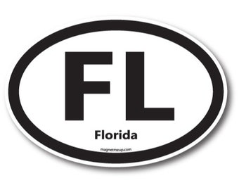 FL Florida Car Magnet 4X6" US State Oval Refrigerator Locker SUV Heavy Duty Waterproof …