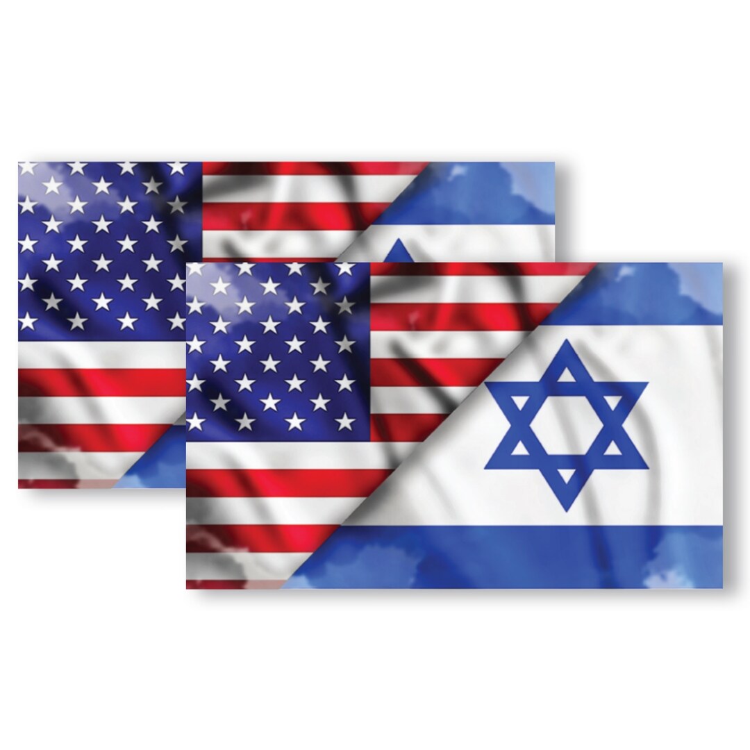 Israeli American Friendship Flag Is Flattering In The Wind. Hybrid Flag As A Symbol Of Union Between Israel And Usa Image608717121