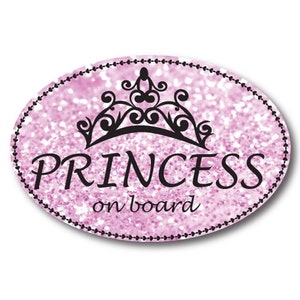 Magnet Me Up Princess On Board Car Magnet Sparkly Glitter Decal, Pink Oval, 4x6 Inches, Automotive Magnet for Car, Truck, SUV, Made in USA