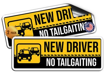 Magnet Me Up New Driver “No Tailgating” Magnet Decal, 3x8 Inch, 2 Pack