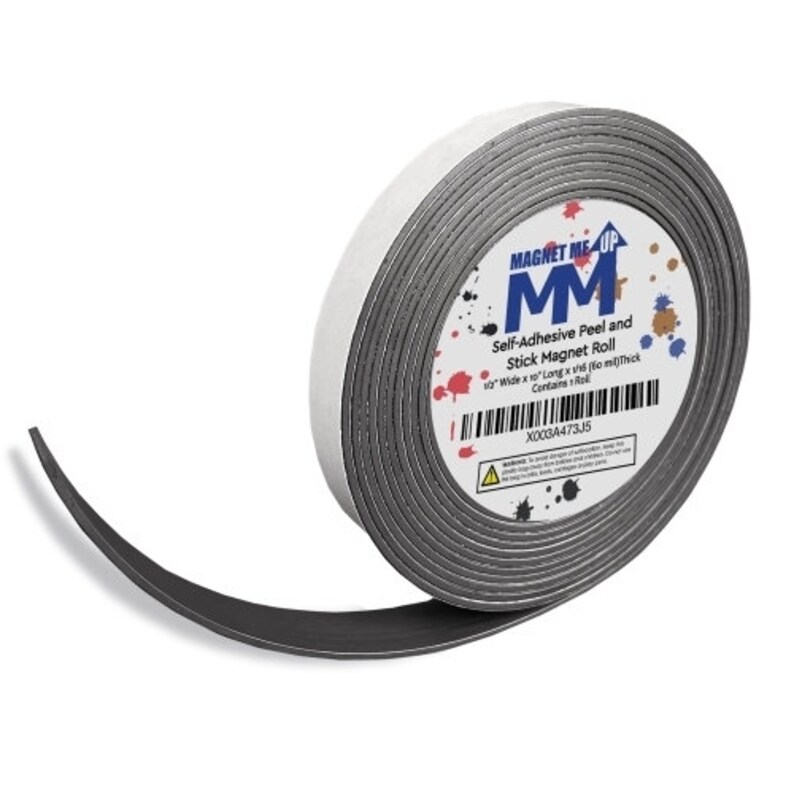 Magnet Me Up Self Adhesive Flexible Magnetic Tape, 1/2 inch Wide, 1/6 inch Thick, 10 ft Long, Vinyl Magnetic Adhesive Roll image 7