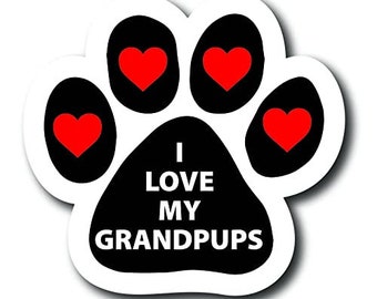 Magnet Me Up I Love My Grandpups Pawprint Car Magnet - 5" Paw Print Auto Truck Fridge Magnetic Decal