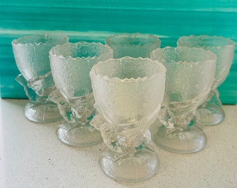 Vintage set of 6 glass egg cups Portieux France