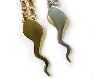 Necklace with a sperm pendant in a silver or golden tone