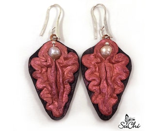 Leather Earrings with Vagina