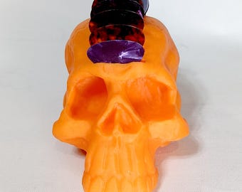Skull Guitar Pick Plectrum Holder (Orange)