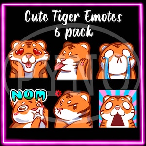 Tiger mood emotes for twitch, Set of 6