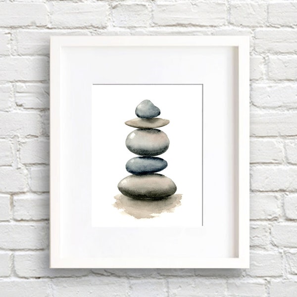 Stacked Rocks - Art Print - Wall Decor - Watercolor Painting