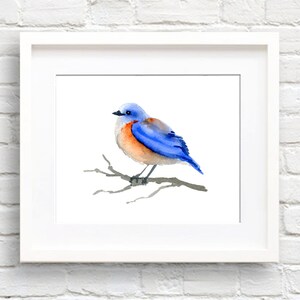 Bluebird Art Print Wall Decor Watercolor Painting image 1