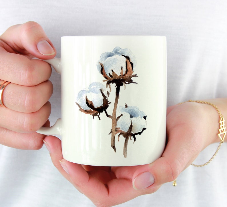 Cotton Mug Cotton Lover Gift Cotton Coffee Mug Unique Cotton Gifts image 1