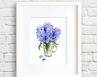 Hyacinth Art Print - Hyacinth Flower Wall Decor - Floral Watercolor Painting