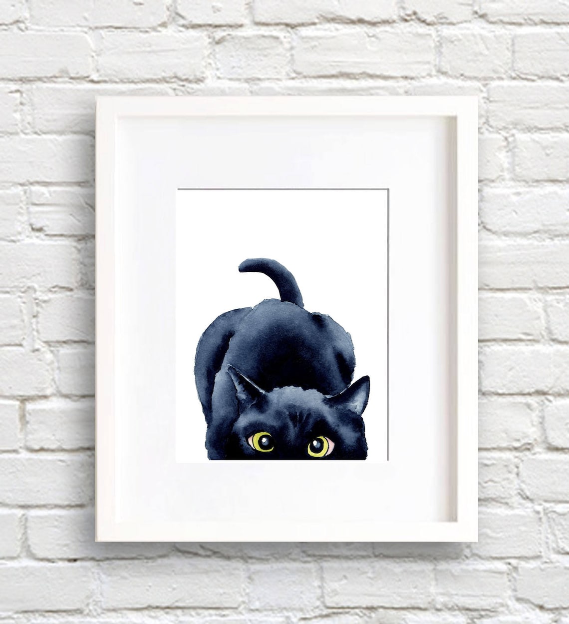 Sneaky Black Cat - Art Print - Wall Decor - Watercolor Painting - Etsy