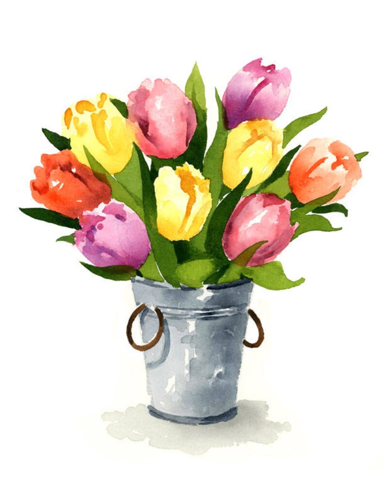 Tulip Art Print - Tulips Flower Wall Decor - Floral Watercolor Painting ...