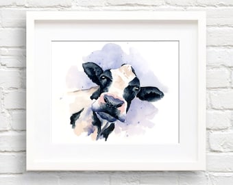Cow Art Print - Wall Decor - Watercolor Painting