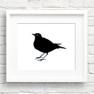 Black Bird Art Print - Wall Decor - Watercolor Painting