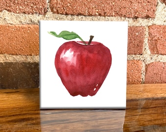Apple Ceramic Tile - Apple Decorative Tile - Food Lover Gift - Unique Food Gifts